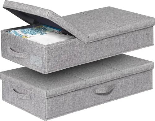 Miniatura 16 de Contenedor de almacenamiento para debajo de la cama, paquete de 3 bolsas de almacenamiento debajo de la cama con tapa, organizador de almacenamiento