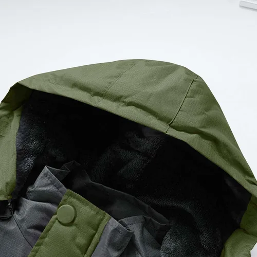 Miniatura 6 de Chaqueta de esquí impermeable para hombre, abrigo de nieve de forro polar, resistente al viento, con capucha, rompevientos, montaña, ropa