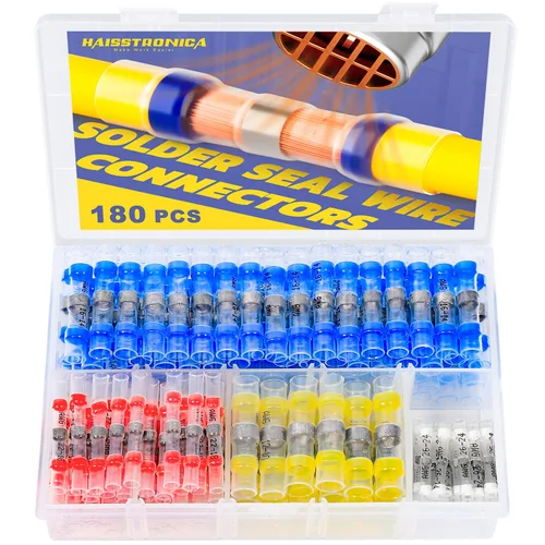 Miniatura 8 de haisstronica Kit de 400 conectores de alambre de sellado de soldadura, conectores de alambre termorretráctiles de grado marino de calibre 26-10