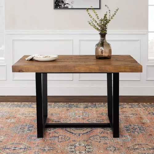 Miniatura 7 de Walker Edison mesa de comedor rectangular para 6 personas, de madera desgastada, de estilo moderno y campestre, 52 pulgadas, roble rústico