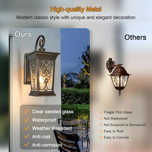 Miniatura 5 de ALVIME - Lámparas de pared para exteriores, accesorios de iluminación exterior de bronce aceitado de 14 pulgadas, luces impermeables