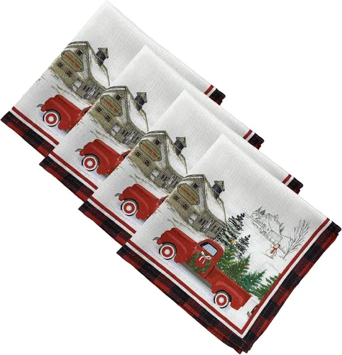 Miniatura 13 de Elrene Home Fashions - Juego de 4 manteles individuales de tela vintage para árbol de Navidad, 13 x 19 pulgadas