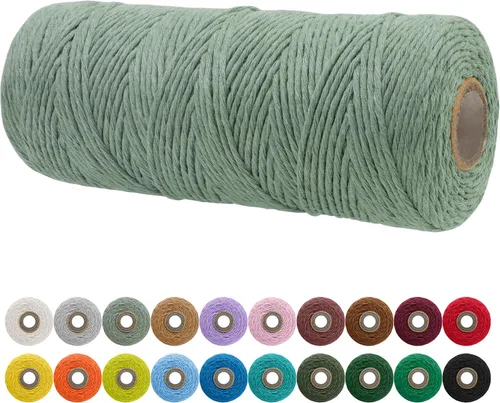 Miniatura 56 de JeogYong Cordón de macramé de un solo hilo 2mm x 164 yardas (492 pies) Cuerda de algodón suave, hilo de macramé 2 mm, suministros de macramé