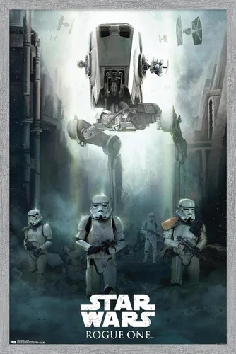 Miniatura 16 de Trends International Star Wars: Rogue One - Póster de pared de asedio, 14.725 x 22.375 pulgadas, versión enmarcada de madera de granero
