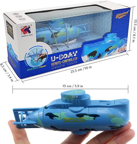 Miniatura 6 de Tipmant Mini RC Submarino Juguetes de Control Remoto Barco Eléctrico Natación Buceo Tanque de peces Tubo de agua Niños Regalos de cumpleaños (azul)