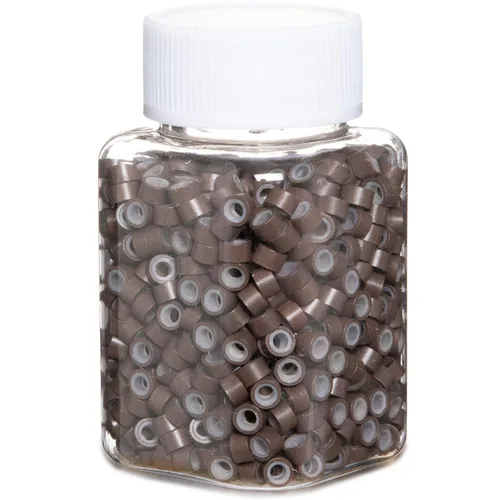 Miniatura 19 de 2500 piezas de cuentas de extensión de 5 mm negras, anillos micro con revestimiento de silicona, microenlaces punta I para extensiones de cabello