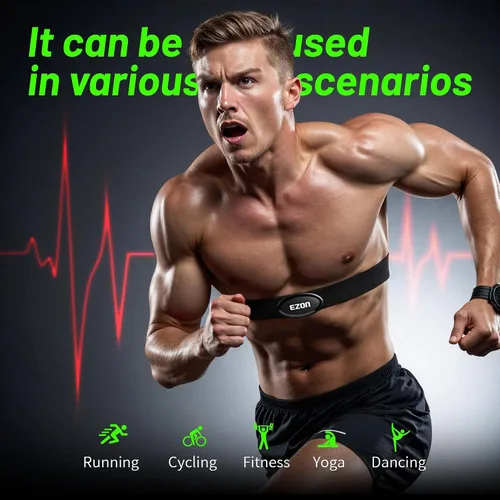 Miniatura 3 de EZON Heart Rate Monitor Chest Strap, Bluetooth 5.1 & ANT+ Sensor, 3ATM Waterproof, Compatible with Garmin, Wahoo, Polar, Strava for Running