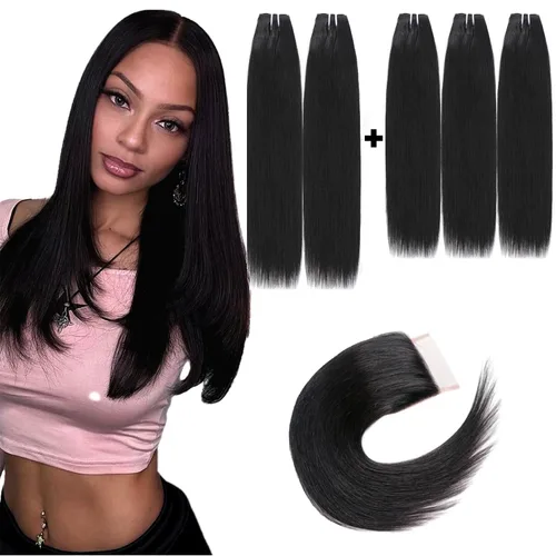 Miniatura 24 de Paquetes de cabello humano corto de 8 pulgadas 10A, pelo brasileño lacio virgen 100% cabello humano liso sin procesar, 4 paquetes 50g/Und