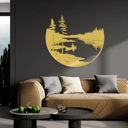 Miniatura 5 de Cadeali Decoración de pared metálica de bosque y lago, arte de pared de metal de árboles, decoración de naturaleza y bosque, decoración de paisaje
