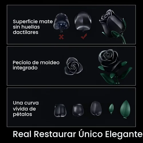 Miniatura 3 de iATOM Juego de construcción de flores de rosas negras, paquete de 3, regalo para el día de la madre, ella, novia, esposa, pareja, gótico, emo