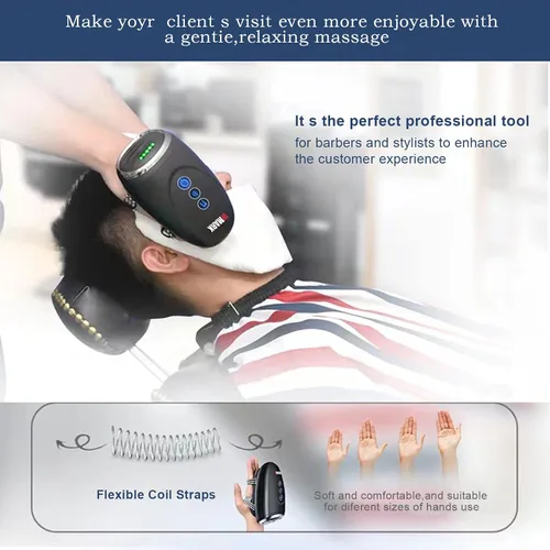 Miniatura 5 de WMARK Masajeador de peluquero/masajeador de mano inalámbrico, carga para cuello/piernas/mano/masajeador facial, 2 nodos de masaje 2600 AMH, negro