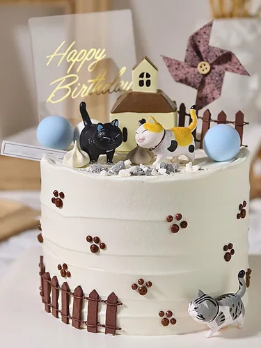 Miniatura 2 de 9 piezas de lindas figuritas en miniatura de gatos, adorable diseño de jardín de hadas, lindos gatitos para jardín del hogar, lindos cupcakes