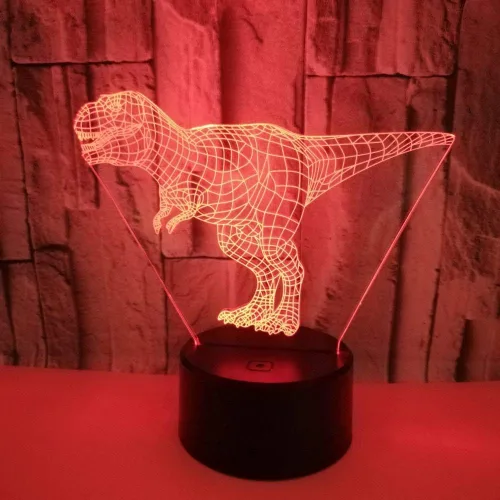 Miniatura 3 de Wiscky - Lámpara de escritorio con luz nocturna 3D de dinosaurio, 7 colores con ilusión óptica de control táctil, con base acrílica plana y ABS