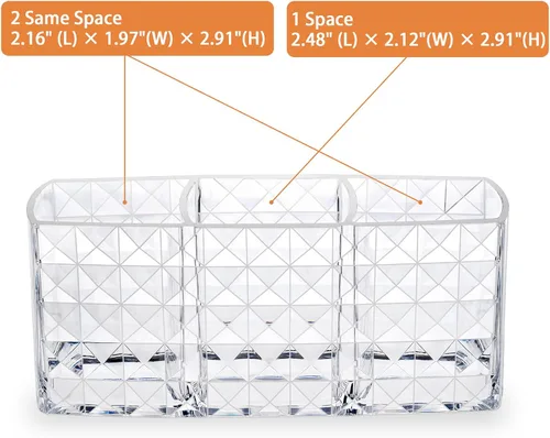 Miniatura 3 de MOSIKER Soporte para brochas de maquillaje para tocador, acrílico transparente, pequeño, compacto, delineador de labios, delineador de labios