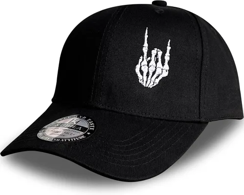 Gorra de béisbol bordada con mano de esqueleto con dedo, divertidos sombreros negros lisos para papá para hombres y mujeres