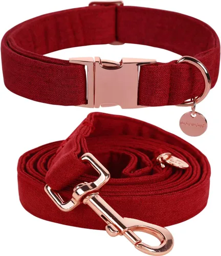 Miniatura 8 de DOGWONG Collar y correa de algodón para perro, collar para mascotas, suave, duradero, básico, para perros pequeños, medianos y grandes Negro