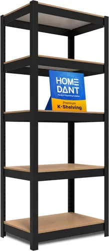 HOMEDANT House - Estantería de metal resistente ajustable de 24.4 pulgadas de ancho y 5 niveles para garaje, estantes de almacenamiento de pie, Negro