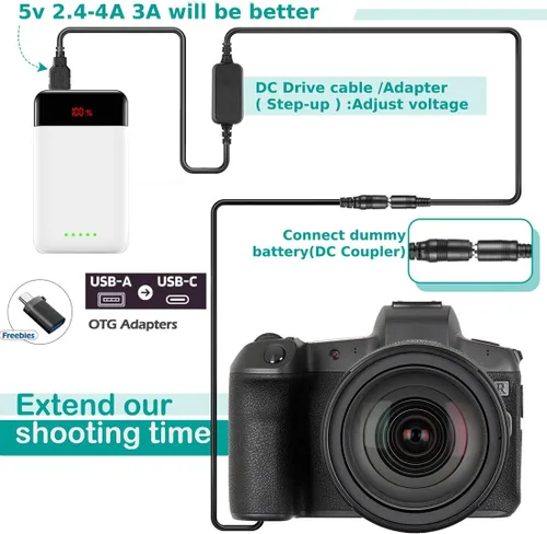 Miniatura 5 de DMW-DCC11 Acoplador DC DMW-BLG10 Batería ficticia + cable USB DMW-AC8 + adaptador para Panasonic Lumix DMC GF6 GX7 GF3 GF5 ZS100 ZS60 LX100 GX85