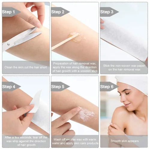 Miniatura 3 de Maitys 400 tiras de cera no tejidas de 2.8 x 7.9 pulgadas para depilación facial, corporal, pierna, cara y bikini Blanco