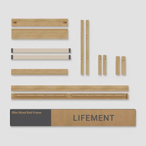 Miniatura 8 de LIFEMENT Marco de Cama de Plataforma de Madera Clásica con Cabecero, Esencial, Sin Ruido, Almacenamiento Bajo la Cama, No Necesita Somier, Fácil