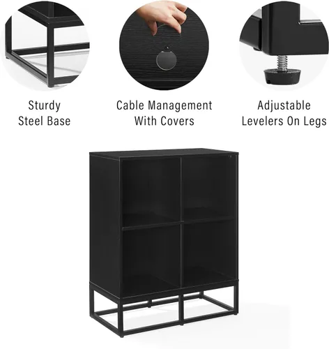 Miniatura 5 de Crosley Furniture Enzo - Estantería de almacenamiento para discos de vinilo y soporte para jugadores, color negro