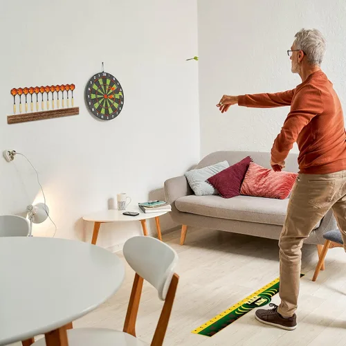 Miniatura 5 de Kathfly Juego de 5 soportes para dardos de montaje en pared, incluye 1 soporte de dardos de madera, 2 marcadores de línea de tiro y 2 ganchos