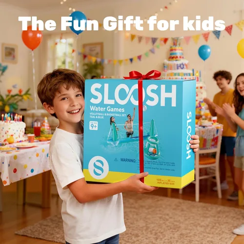 Miniatura 8 de JOYIN Juego de flotador inflable para piscina, red de voleibol y aros de baloncesto, juguete flotante de natación para niños y adultos, flotadores