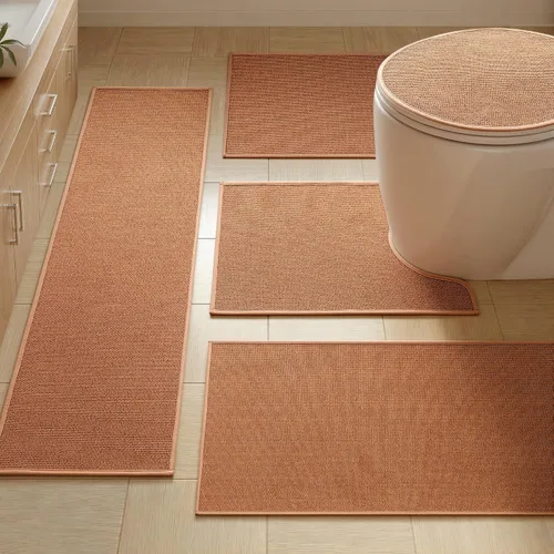 Miniatura 40 de YIHOUSE Juego de 2 tapetes de baño, color beige, ultrafino, absorbente, antideslizante, para baño, lavable, ducha, lavabo, lavandería