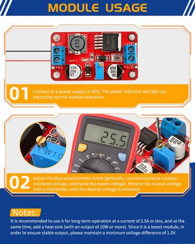 Miniatura 5 de Módulo convertidor de Buck elevador XL6019 3A DC-DC regulador de voltaje ajustable 3.0-35V entrada a 5.0-40V módulo de impulso de salida