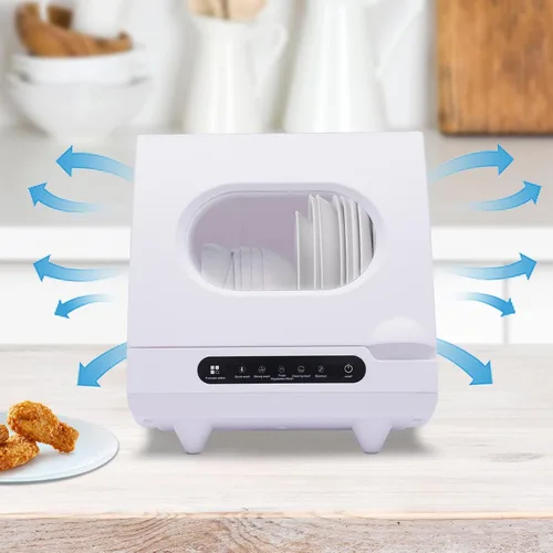 Miniatura 7 de Lavavajillas portátil para encimera, mini lavavajillas de 1.2 KW con 5 programas de lavado y cesta, rociador doble de 360°, capacidad para 2-6