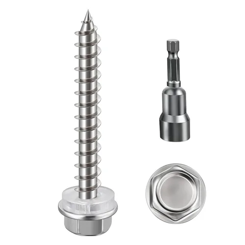 Miniatura 10 de WenSilon (130Pcs) #10x1-1/2 Tornillos Autorroscantes para Madera 410 de Acero Inoxidable Cabeza Hexagonal Rápido Autorroscante