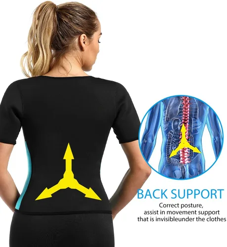 Miniatura 3 de Chaleco de neopreno para mujer, con mangas, para hacer ejercicio, moldeador de cuerpo, camiseta deportiva sin mangas Negro