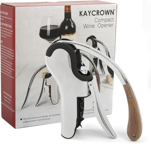 Miniatura 11 de KAYCROWN Abrebotellas de vino de acero inoxidable, sacacorchos de palanca vertical con diseño de cortador de lámina incorporado, sacacorchos de mano