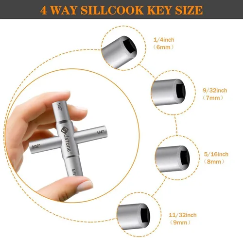 Miniatura 2 de Sdstone Llave Sillcock de 4 vías, llave de agua de acero, para válvula, grifo y espigas, 1 paquete