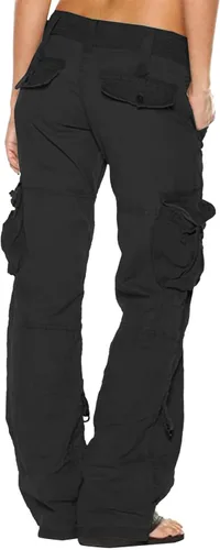 Miniatura 7 de Sczwkhg Pantalones cargo holgados para mujer, de moda Y2K, cintura baja, pantalones de paracaídas para adolescentes, pantalones de corte relajado