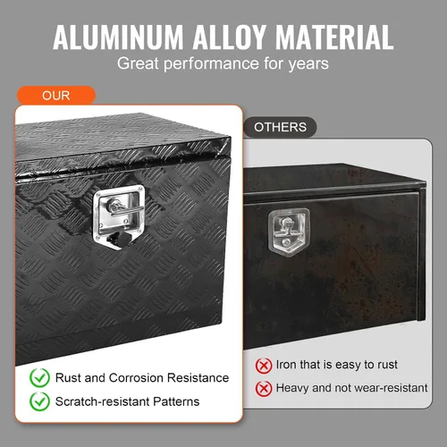 Miniatura 4 de VEVOR Caja para Debajo del Camión, Caja de Almacenamiento para Pickup de 24" x 12" x 14", Caja de Herramientas de Placa de Diamante de Aluminio