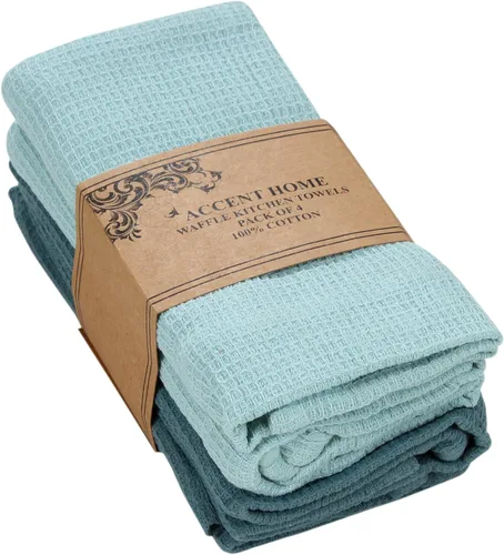 Miniatura 21 de ACCENTHOME Juego de 4 toallas de cocina de algodón, juego de toallas absorbentes para cocina, paños de cocina, toallas de bar, toallas de cocina
