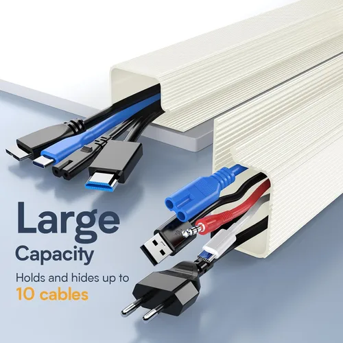 Miniatura 6 de Delamu Paquete de 2 organizadores de cables debajo del escritorio, organización de cables ordenada segura debajo de los escritorios para oficina
