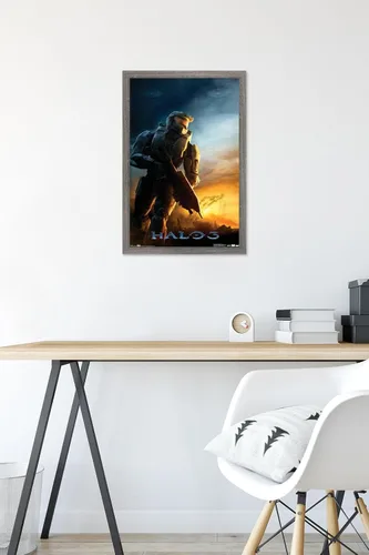Miniatura 6 de Trends International Halo 3 - Póster de pared del Despertar, 14.725 x 22.375 pulgadas, versión con marco de madera tipo granero