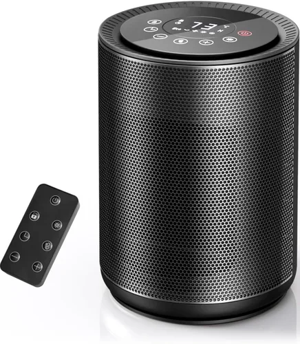 Electactic Calentador de espacio para uso en interiores, calentador eléctrico portátil con control remoto, termostato, bloqueo para niños, pantalla