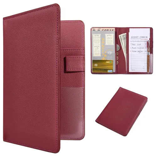 Miniatura 20 de CoBak - Libreta para meseros, organizador compacto con bolsillos transparentes y para dinero, portabolígrafo, se ajusta perfectamente al delantal