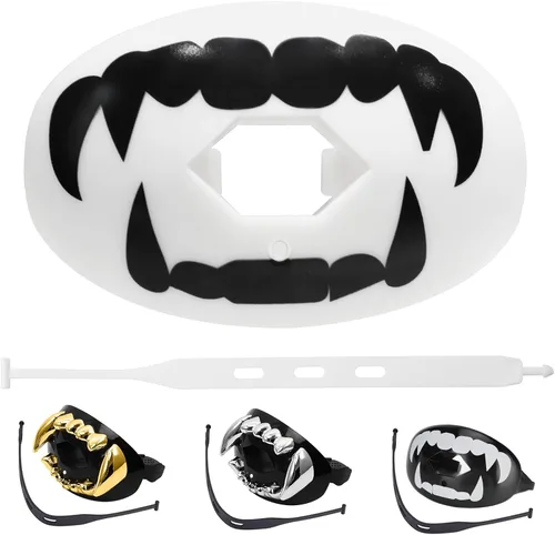 Miniatura 13 de Protector bucal de fútbol americano con correa, protector bucal transpirable para jóvenes y adultos, protector de dientes y labios