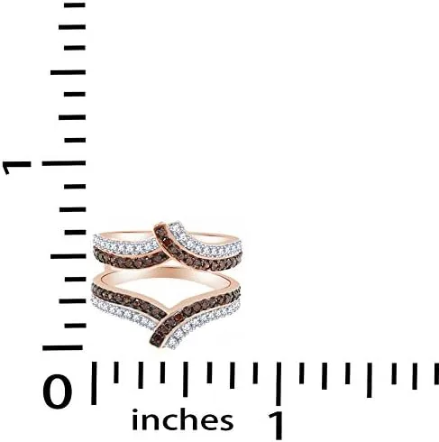 Miniatura 4 de Anillo de compromiso Jewel Zone US marrón y blanco con diamantes naturales para reforzar el anillo de oro sólido de 14 quilates (0,63 quilates)