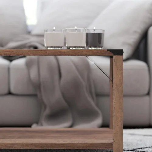 Miniatura 6 de Merrick Lane Green River Mesa de centro – Diseño moderno de granja – Acentos de acero con recubrimiento en polvo – Madera de ingeniería resistente a