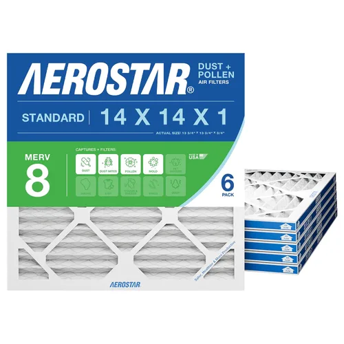 Miniatura 7 de Aerostar Filtro de aire MERV 8 de 14 x 14 x 1, 4 unidades, tamaño real (13.75 x 13.75 x 0.75), HVAC, aire acondicionado y filtro de horno que