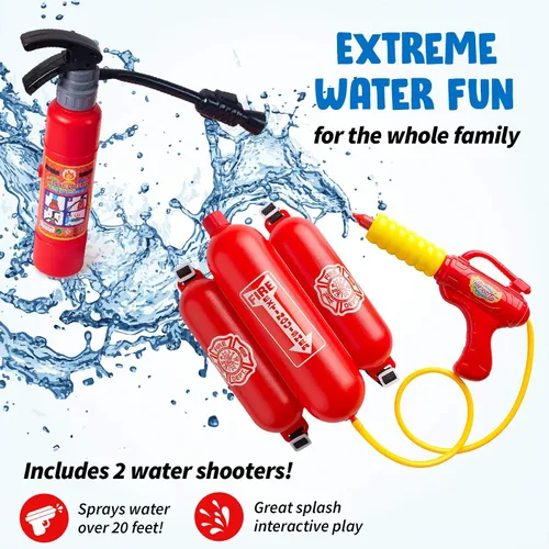 Miniatura 5 de Born Toys Juguetes de bomberos para niños a partir de 3 años, juego de juguetes de bombero de 5 piezas con extintor de incendios de juguete, pistola