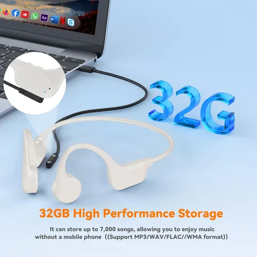 Miniatura 6 de Auriculares de natación impermeables IP68, auriculares Bluetooth 6.0 de conducción ósea, reproductor MP3 integrado de 32 GB, diseño suave y ligero