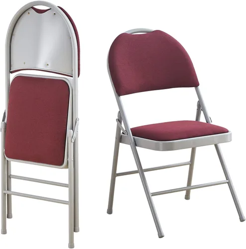 Miniatura 9 de KAIHAOWIN Paquete de 2 sillas plegables, asiento acolchado de vinilo, fácil almacenamiento, apilable, asiento comercial Morden con marco de metal