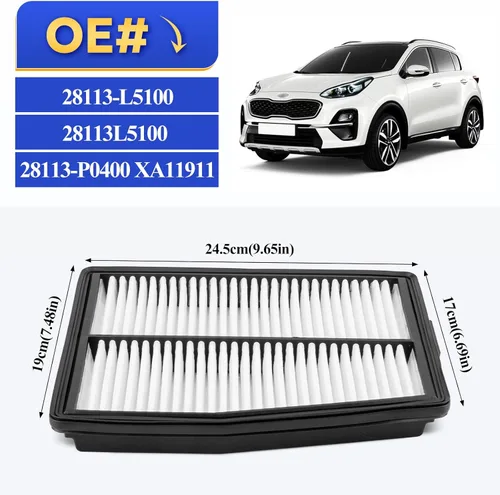 Miniatura 5 de Filtro de aire de motor Hyundai Sonata & Santa Fe - 28113-L5100 / 28113-P0400 XA11911 para modelos Hyundai y Kia 2020-2023