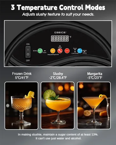 Miniatura 3 de Máquina de granizado para el hogar, 4 galones, máquina de saneamiento ETL individual para bebidas congeladas de Margaritas Slushy, máquina